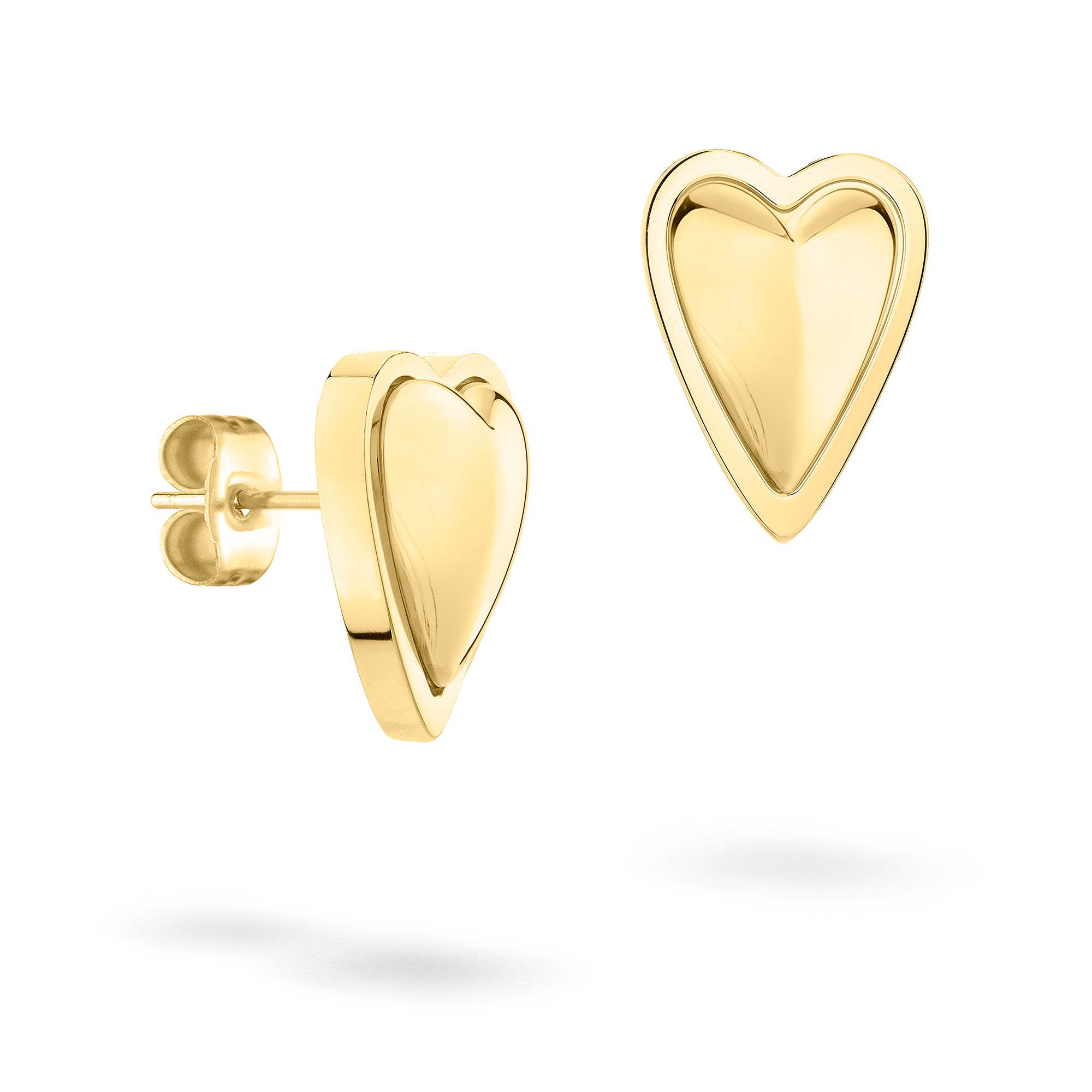 Entdecken Sie den LIEBESKIND BERLIN Ohrstecker - Metal Heart: goldglänzende herzförmige Ohrstecker mit Schmetterlingsverschluss, ein elegantes Accessoire von Liebeskind Berlin.