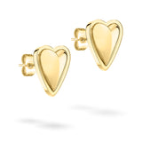 Eleganter LIEBESKIND BERLIN Ohrstecker - Metal Heart: goldglänzende, herzförmige Ohrstecker mit Schmetterlingsverschluss von Liebeskind Berlin, abgebildet auf weißem Hintergrund.