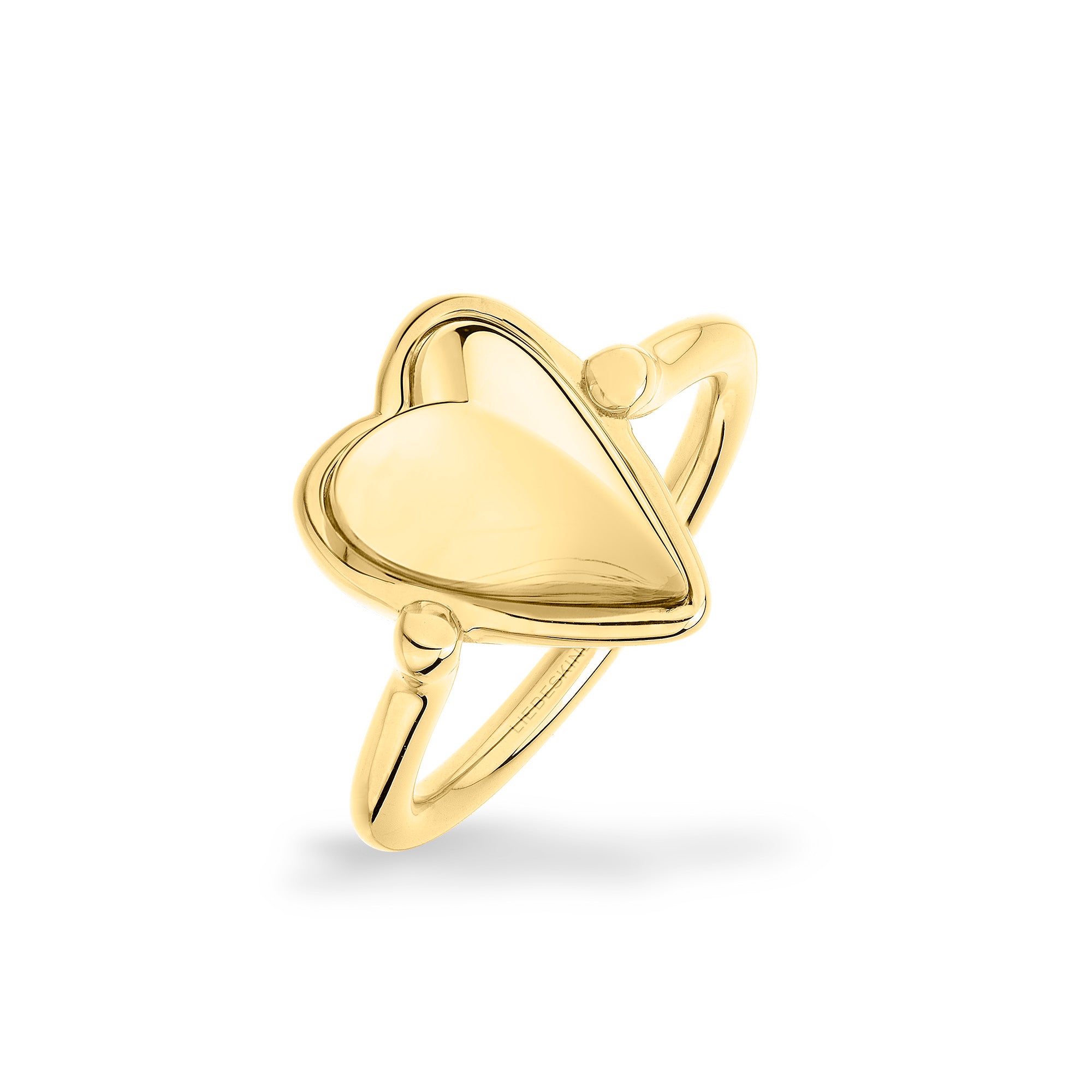 Der LIEBESKIND BERLIN Ring - Metal Heart in 52 von Liebeskind Berlin besticht durch sein herzförmiges Design und seinen schlichten, modernen Stil. Mit seinem weißen Hintergrund ist er ideal für Fans von elegantem Edelstahlschmuck.
