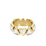 Der Ring LIEBESKIND BERLIN - Glasherz in 52 von Liebeskind Berlin ist mit seinem abwechselnden Herzdesign aus Gold und Silber ein außergewöhnliches Accessoire für Fans von einzigartigem Schmuck.