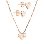 Liebeskind Berlin Set in der Farbe roségold mit Kette mit Herzanhänger und Ohrstecker mit Herzmoitiv Produktbild