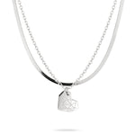 LIEBESKIND BERLIN Set Broken Heart Layering mit Snake Chain und Halskette mit geometrischem Herzanhänger in Silber