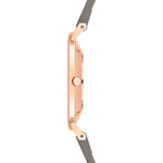 Liebeskind Berlin Armbanduhr mit grünem Zifferblatt, roségoldenem Gehäuse und grünem Lederband Seitenansicht