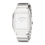 Die LIEBESKIND BERLIN Armbanduhr - The Basic Staple von Liebeskind Berlin überzeugt mit rechteckigem Silbergehäuse, schlichtem weißem Zifferblatt und elegantem Metallgliederarmband.