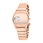 LIEBESKIND BERLIN Armbanduhr - Round Vinyl Vision von Liebeskind Berlin in Roségold mit Digital-Style-Display, verspiegeltem Zifferblatt und elegantem 70er-Jahre-Metallarmband.