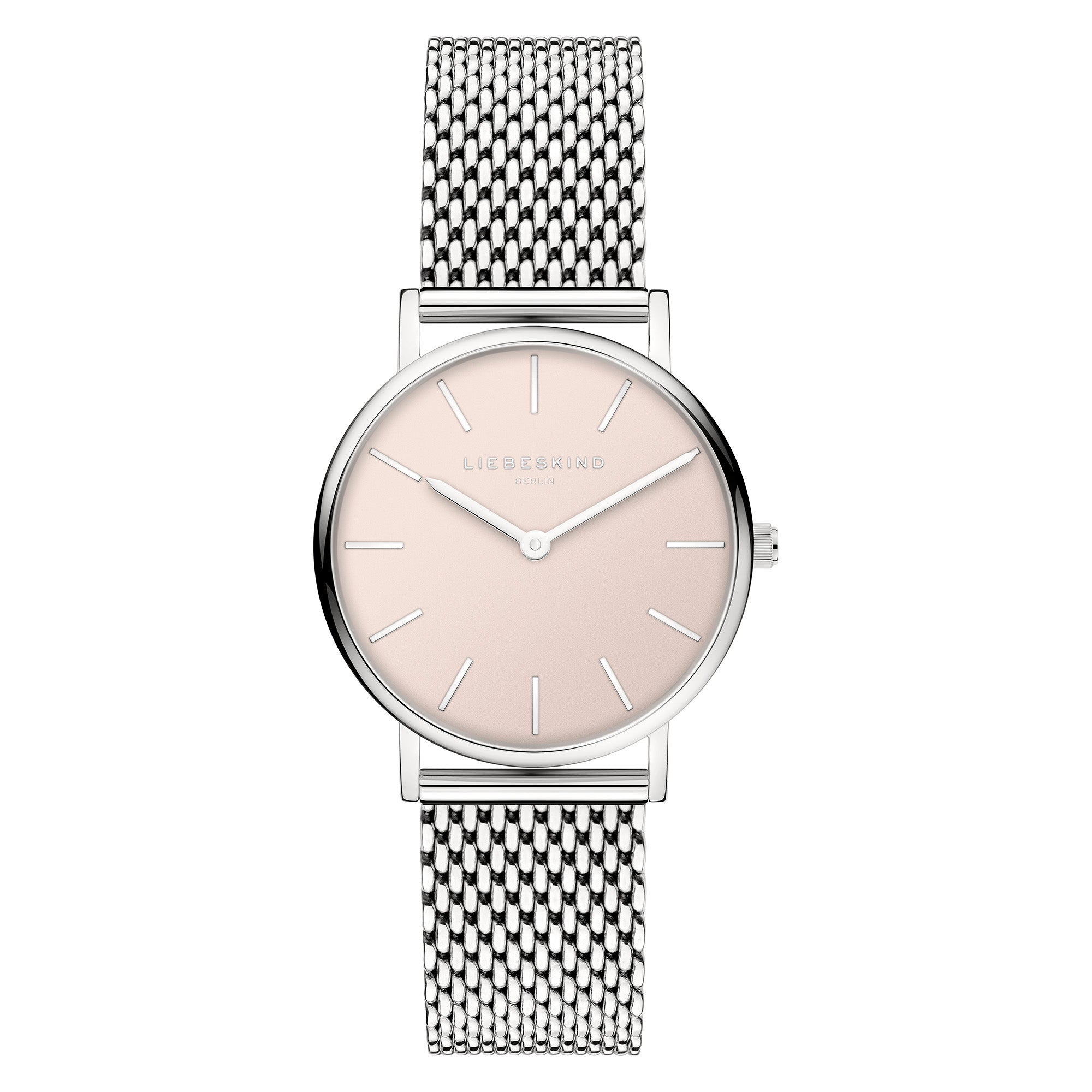 Die LIEBESKIND BERLIN Armbanduhr - Color Up von Liebeskind Berlin überzeugt im minimalistischen skandinavischen Design mit silbernem Zifferblatt in Roségold, Edelstahl-Meshband und eleganten silbernen Zeigern.