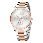 Die LIEBESKIND BERLIN Armbanduhr - Classic x Trends von Liebeskind Berlin hat ein rundes Zifferblatt in Silber und Roségold mit einem Gliederarmband aus Metall und steht für skandinavisches Design und einen zeitlosen Look.