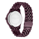 Die LIEBESKIND BERLIN Armbanduhr - The Classy von Liebeskind Berlin hat ein burgunderrotes Metalldesign, ein Gehäuse und einen Boden aus Edelstahl, eine Logoschließe und ein zuverlässiges Quarzwerk.