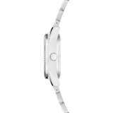 Seitenansicht der LIEBESKIND BERLIN Armbanduhr - The Colorful Classic Must-Have von Liebeskind Berlin. Das Metallband und die runde Krone unterstreichen das zeitlose, klassische Design.