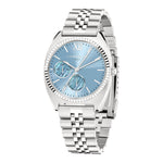 Die LIEBESKIND BERLIN Armbanduhr - The Colorful Multifunction von Liebeskind Berlin verfügt über ein blaues Zifferblatt, zwei Hilfszifferblätter und ein stilvolles Edelstahlband.