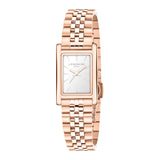 Die LIEBESKIND BERLIN Armbanduhr - Small Retro von Liebeskind Berlin ist eine roségoldene, rechteckige Uhr mit weißem Zifferblatt und Metallgliederband - eine stilvolle Edelstahl Damen Uhr für jedes Outfit.