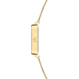 Seitenansicht der Liebeskind Berlin Armbanduhr - Modern Mesh, mit schlankem Gehäuse und dünnem Edelstahlarmband.