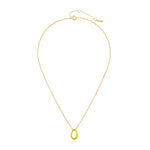 Die Ania Haie Halskette "Neon Yellow Twisted Pendant" zeigt eine goldene Gliederkette mit kleinem, oval gedrehten Neon-Gelb-Anhänger der Marke Ania Haie auf weißem Hintergrund.