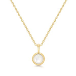 ANIA HAIE Mother of Pearl Halskette – vergoldete Silberkette mit rundem Perlmutt-Anhänger und zartem Zirkonia-Stein.