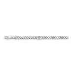 Philipp Plein Armband PP Tag – flach ausgelegtes silbernes Gliederarmband für Herren mit PP Logo Tag und Karabinerverschluss