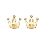 Philipp Plein Damen Ohrstecker The Crown – vergoldete Kronen-Ohrringe mit funkelndem Kristallbesatz und PP Logo
