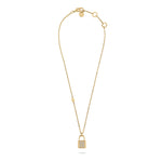 Philipp Plein Halskette in Gold mit Schloss-Anhänger und funkelndem Steinbesatz, feiner Gliederkette sowie PP Logo-Details