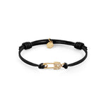 Philipp Plein Damen Armband Safety Pin – vergoldetes Gliederketten-Armband mit Sicherheitsnadel-Motiv, Zirkonia-Steinen und Hexagon PP Logo
