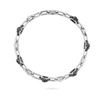 Philipp Plein Gliederkette in Silber mit schwarzen Totenkopf-Elementen, geometrischen Kettengliedern und PP Logo-Details