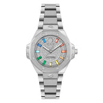 Philipp Plein Royal Prestige Armbanduhr für Damen in Silber mit funkelndem Zifferblatt und farbigen Akzenten