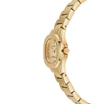 Seitliche Ansicht der Philipp Plein The Spectre Small Armbanduhr für Damen in Gold mit Metallarmband
