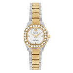 Philipp Plein The Spectre Small Damenarmbanduhr in Bicolor mit goldfarbenem Zifferblatt und funkelnder Steinbesetzung