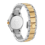 Rückansicht der Philipp Plein The Spectre Small Damenarmbanduhr mit bicolorem Metallarmband