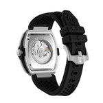 Philipp Plein The Skeleton Automatic Armbanduhr mit schwarzem Silikonarmband in Rückansicht