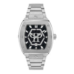 Philipp Plein The Hexagon Phantom Armbanduhr in Silber mit markantem schwarzem Zifferblatt und Metallarmband