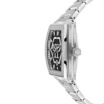 Philipp Plein The Hexagon Phantom Armbanduhr in Silber mit schwarzem Zifferblatt in Seitenansicht