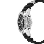 Philipp Plein The Skull Armbanduhr mit markantem Gehäuse und schwarzem Armband in Seitenansicht