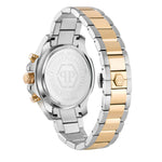 Philipp Plein The Skull Armbanduhr mit bicolor Metallarmband in Silber und Gold in Rückansicht