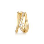 Der Ania Haie Ringe - Gold Sparkle Ring 54 von Ania Haie besteht aus zwei glatten, vergoldeten Bändern, einer Reihe kleiner Diamanten und einem tropfenförmigen Diamanten in der Mitte. Er wurde aus 925er Sterling Silber gefertigt.