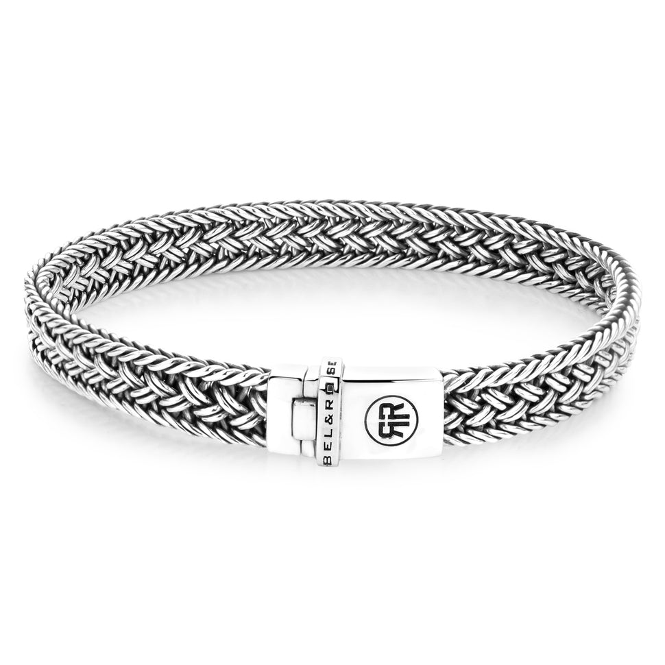 Rebel & Rose Armband bestehend aus einem breiten, silbernen, geflochtenen Band; Größe 190, Produktbild