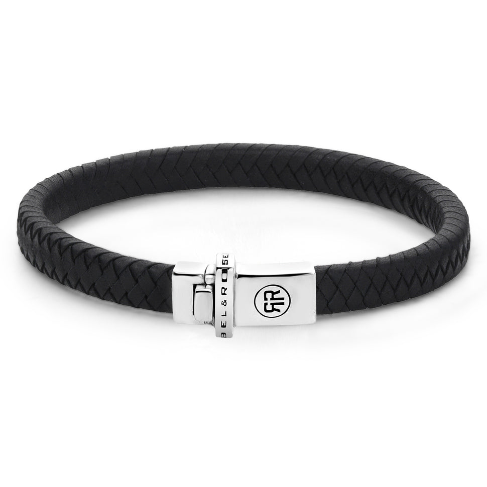 Rebel & Rose Armband bestehend aus einem schwarzen, geflochtenen Lederband; Größe 190, Produktbild