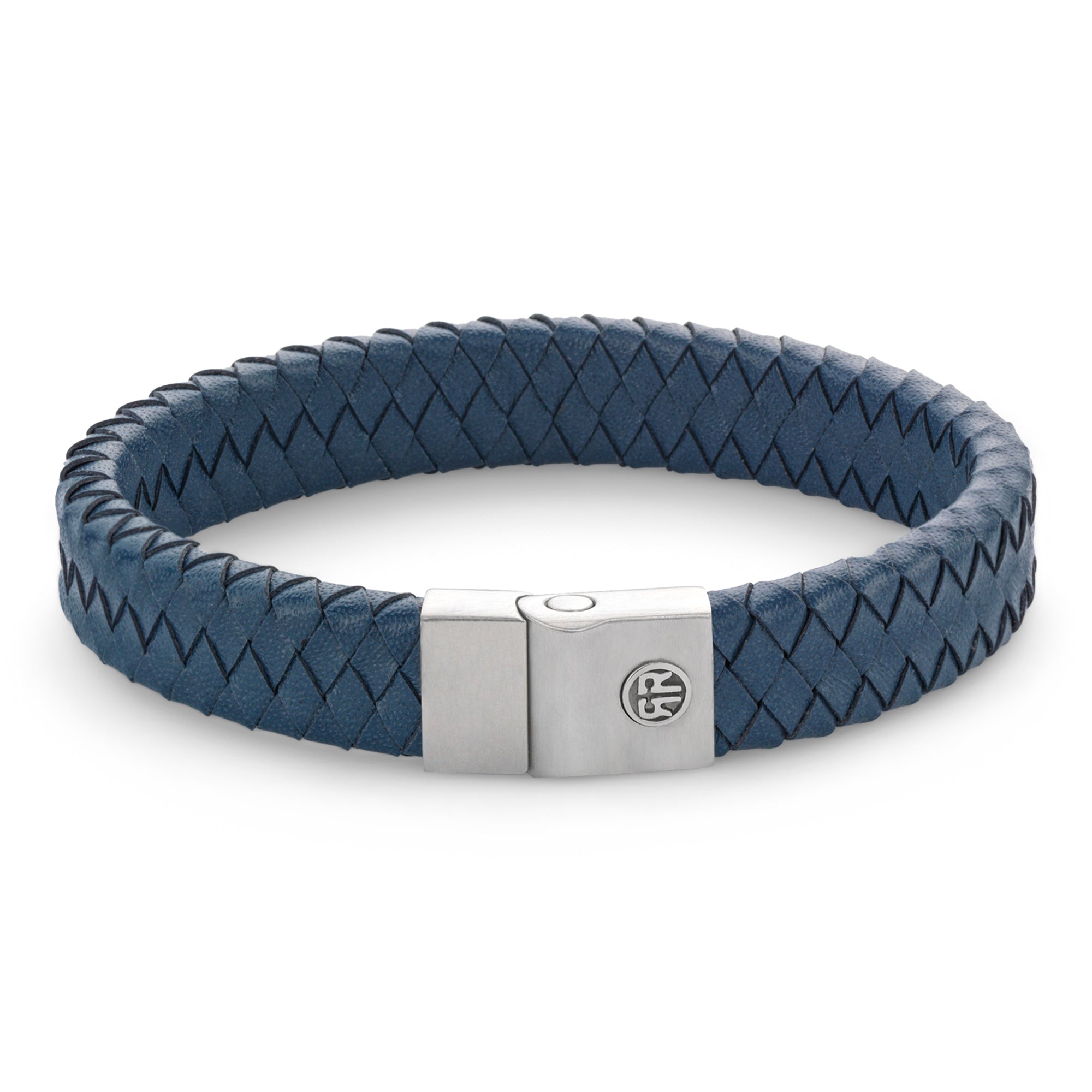 Rebel & Rose Armband bestehend aus einem breiten, geflochtenen, blauen Lederband; Größe 175, Produktbild