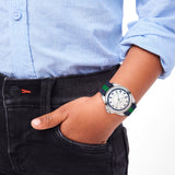 s.Oliver Jungs Armbanduhr - mit gestreiftem Canvasband