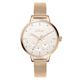 s.Oliver Armbanduhr - mit dreidimensionalem Blumenprint