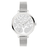 s.Oliver Armbanduhr - mit elegantem Lebensbaum auf Glitzerzifferblatt