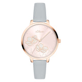 s.Oliver Armbanduhr - mit filigranem Blumendesign