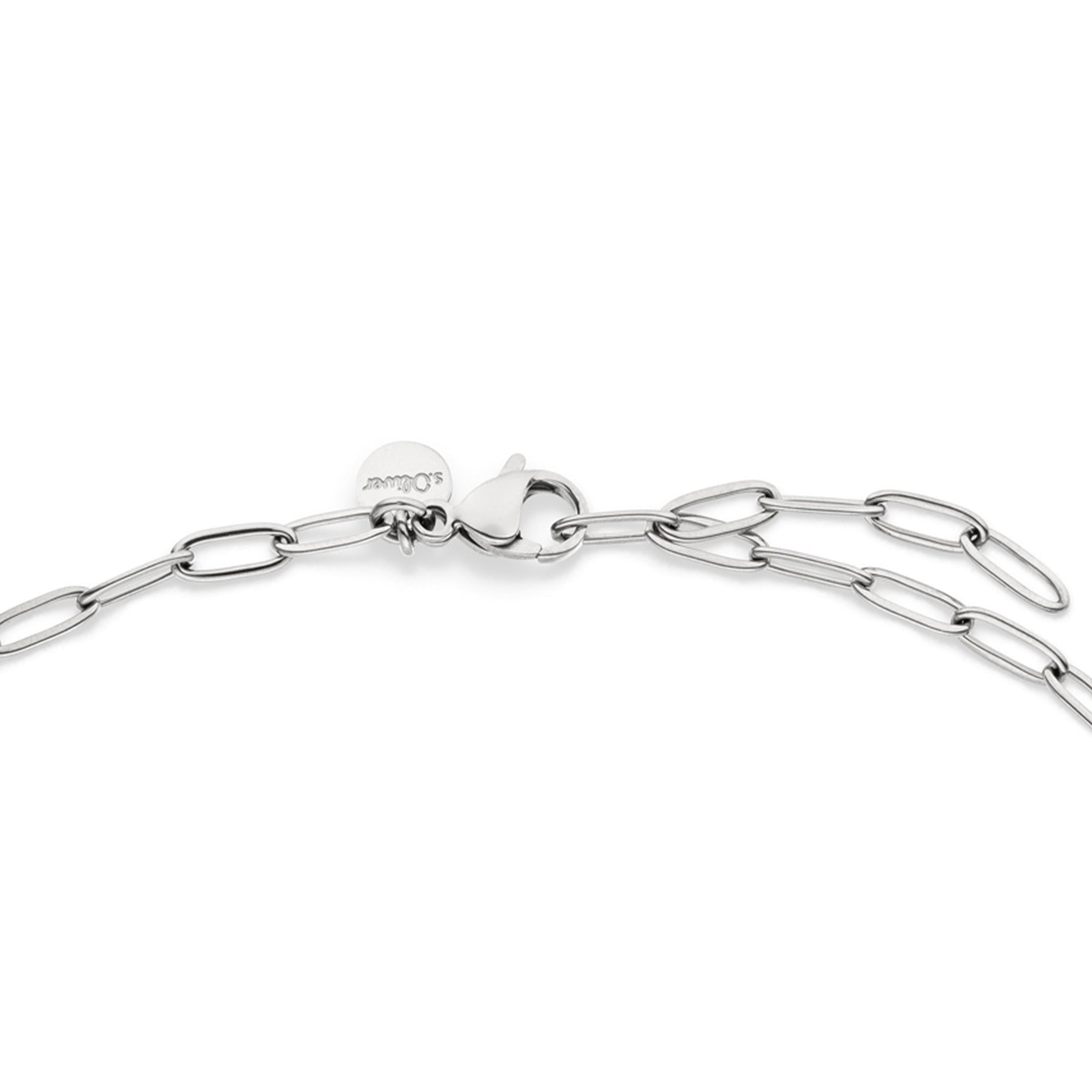 Silberfarbene s.Oliver Summer Charms Fußkette mit Karabinerverschluss und verstellbarem Verlängerungskettchen.