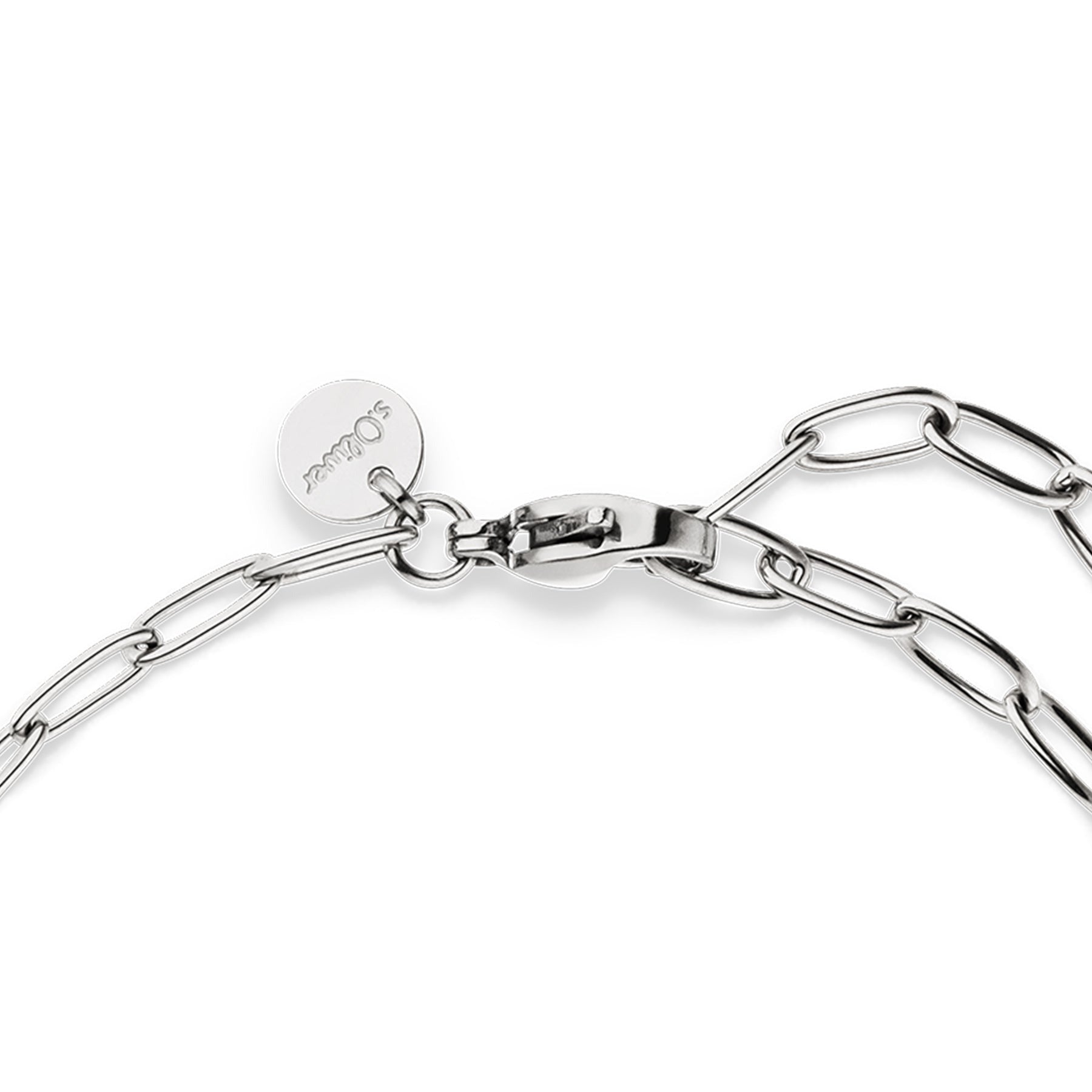 Detailansicht des s.Oliver Armbands Modern Pearls mit Karabinerverschluss und verstellbarer Verlängerungskette.