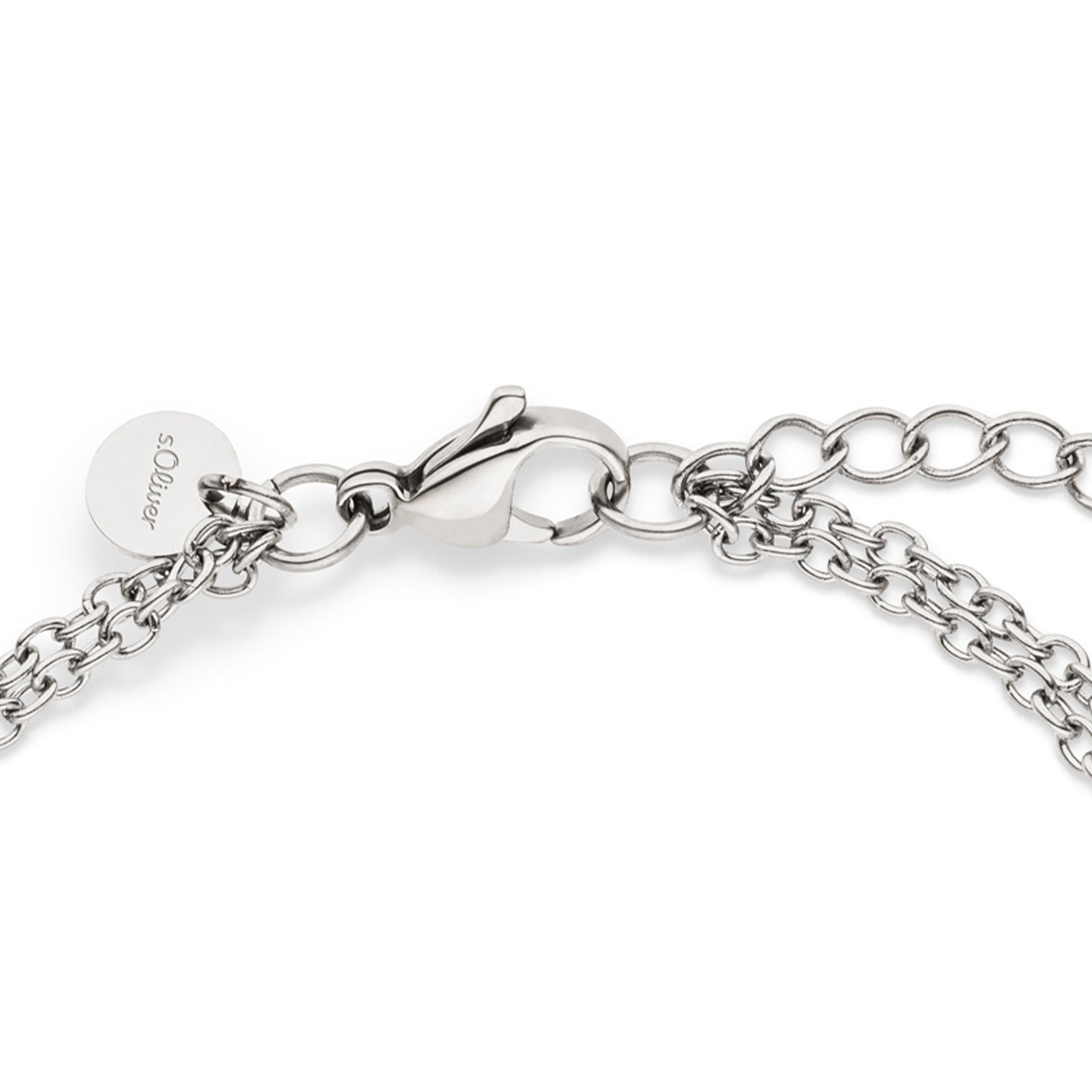Detailansicht des Verschlusses am s.Oliver Infinity Beads Armband mit zweireihiger Kette und Verlängerungskettchen.