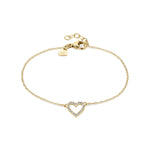Das Tamaris Armband - Sparkling Hearts ist ein goldenes Kettenarmband mit einem diamantbesetzten Herzanhänger und einem kleinen Herzanhänger in der Nähe des Verschlusses, der es zu einem charmanten Geschenk von Tamaris macht.