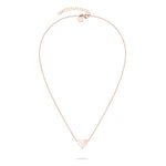 Die Tamaris Halskette - The T-Pattern Heart von Tamaris präsentiert sich mit einem roségoldenen, gesteppten Herzanhänger und einer verstellbaren Kette - perfekt als charmantes Geschenk vor weißem Hintergrund.