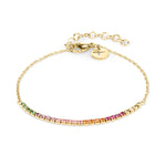 Das Tamaris Armband - The Rainbow Sparkling Beads von Tamaris ist mit bunten Glasperlen und einem runden Scheibenanhänger am Verschluss ausgestattet - ideal, um Ihren Stil zu vervollständigen.