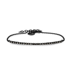 Das Tamaris Armband - The Black Sparkling Beads zeichnet sich durch eine schwarze Kette mit kleinen dunklen Schmucksteinen, einen verstellbaren Verschluss und ein minimalistisches, elegantes Design aus - ideal zum Überziehen.