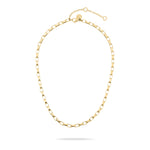 Tamaris Halskette - The Edge: Elegante goldene Kette von Tamaris mit eckigen Gliedern und verstellbarem Verschluss, stilvoll auf weißem Hintergrund präsentiert.