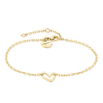 Das Tamaris Armband - Graffiti Heart hat eine goldene Kette mit einem Herzanhänger in der Mitte und einen verstellbaren Verschluss, was es zum perfekten Damen Accessoire von Tamaris macht.