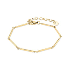 Das Tamaris Armband - Modern Chain verfügt über längliche Glieder, einen verstellbaren Verschluss mit rundem Anhänger und ein schlankes Design für einen eleganten, modernen Look.